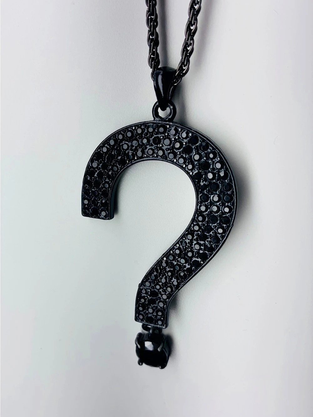Black Question Mark Pendant Necklace Like New